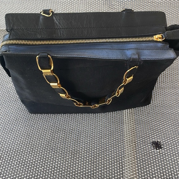 Ferragamo Black hand bag with gold accents is in good condition - Picture 4 of 9